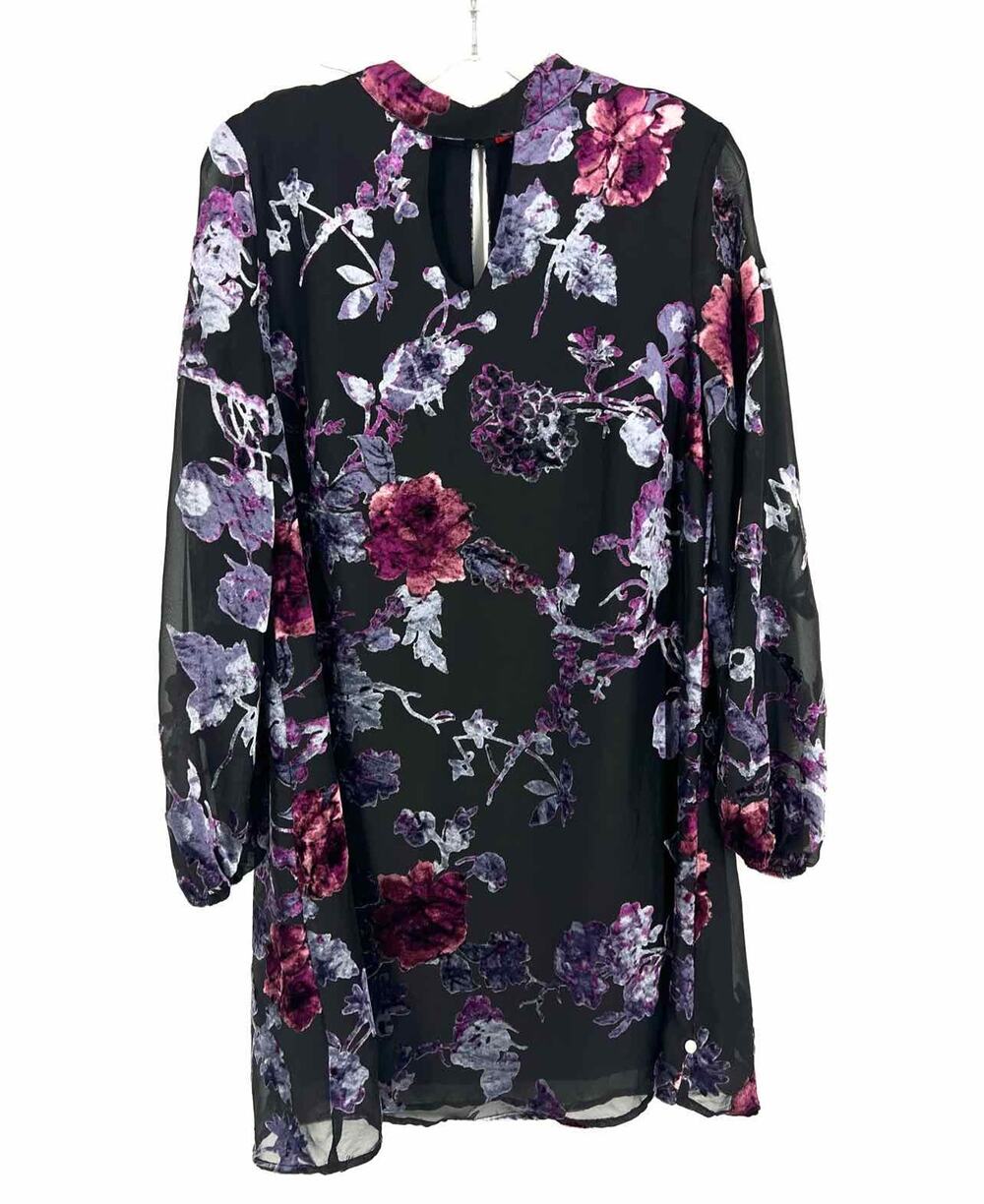 Chelsea & Violet Size S Bk/Pk/Pu Floral Velvet Dresses Dress